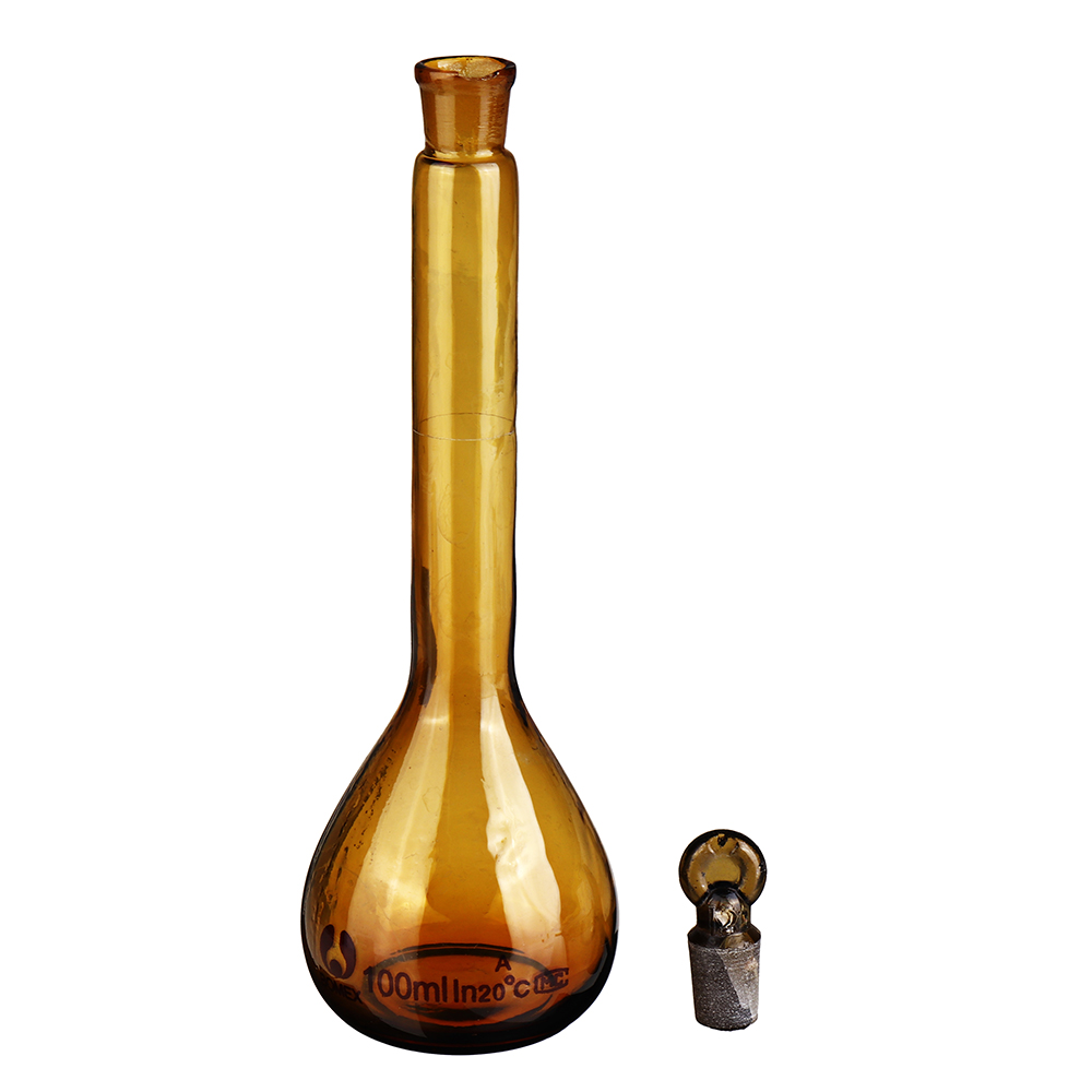 102550100250ml-Brown-Glass-Flat-Bottom-Volumetric-Flask-With-Cork-Lab-Glassware-Kit-1434496-6