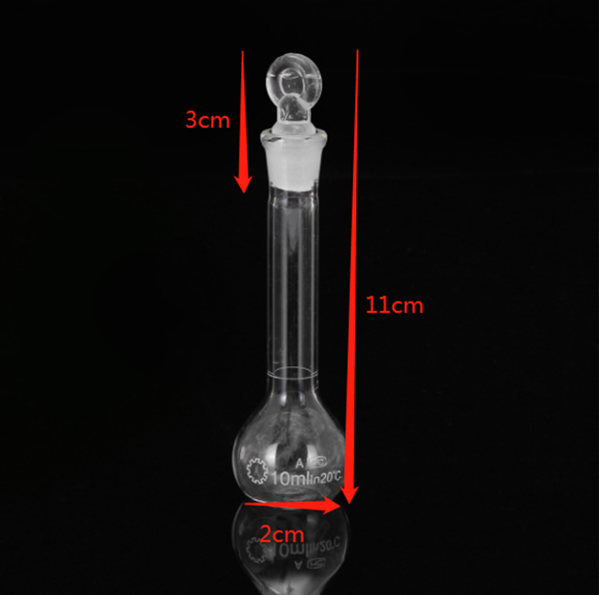 10mL-Clear-Glass-Volumetric-Flask-w-Glass-Stopper-Lab-Chemistry-Glassware-1356433-2