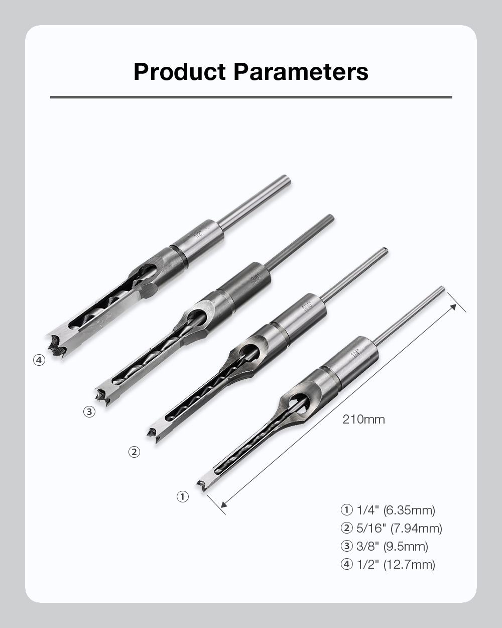 Drillpro-4pcs-Square-Hole-Drill-Bits-Woodworking-Auger-Mortising-Chisel-Set-Kit-14-to-12-Inch-Tool-S-1843755-5