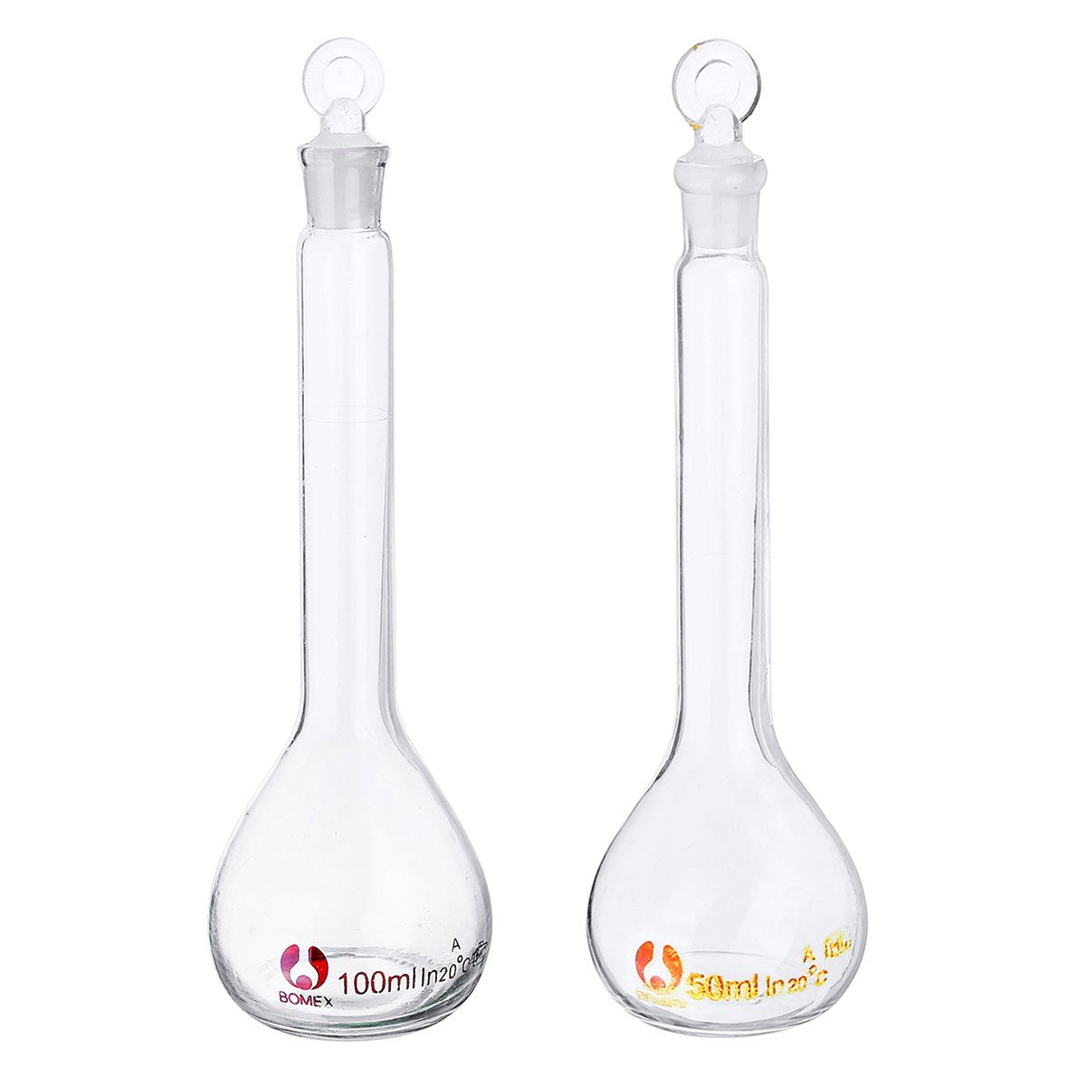 102550100250ML-Transparent-Glass-Volumetric-Flask-With-Stopper-Lab-Glassware-Kit-1431392-1