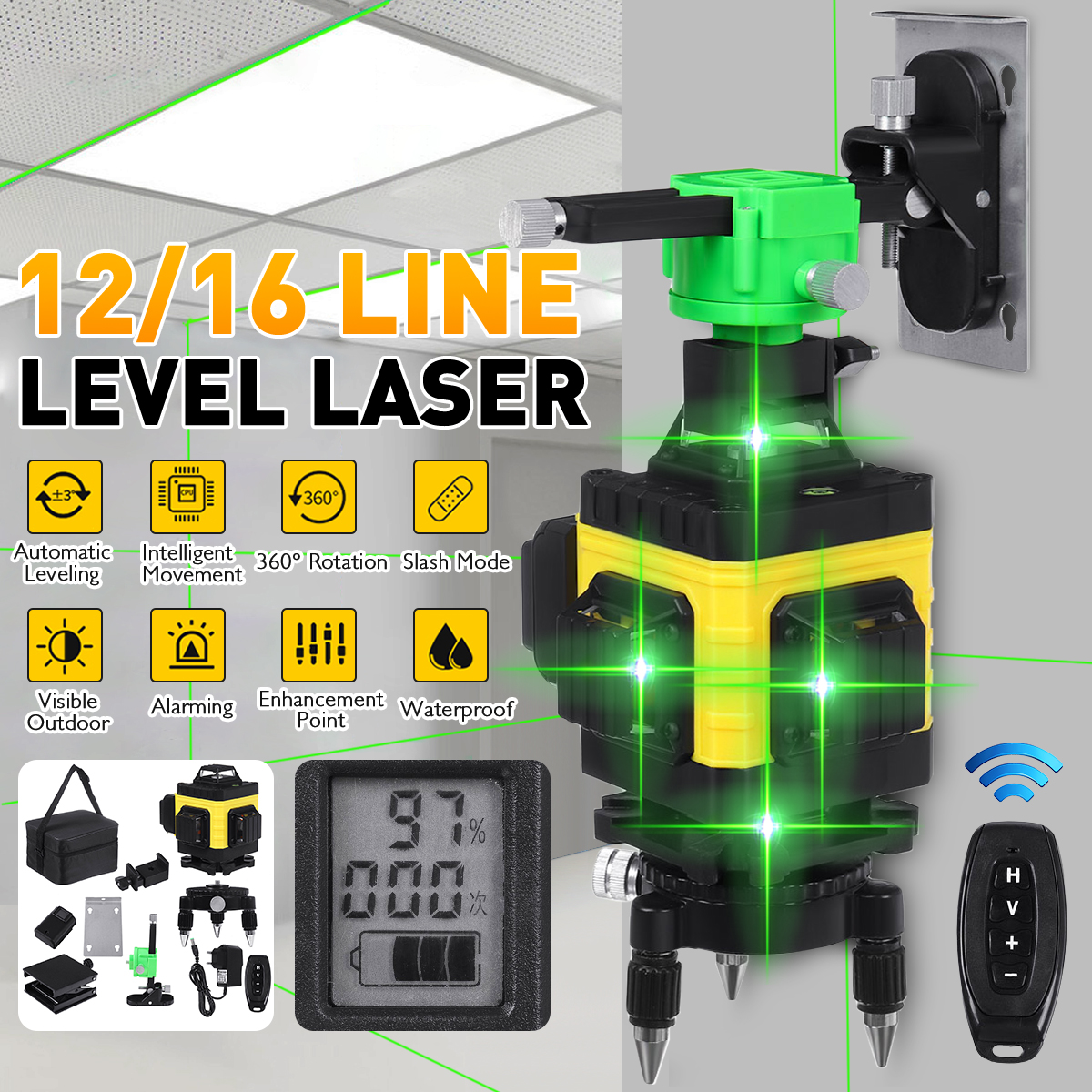 1216-Line-4D-Laser-Level-Green-Light-Digital-Self-Leveling-360deg-Rotary-Measure-with-6000mah-Batter-1759308-1