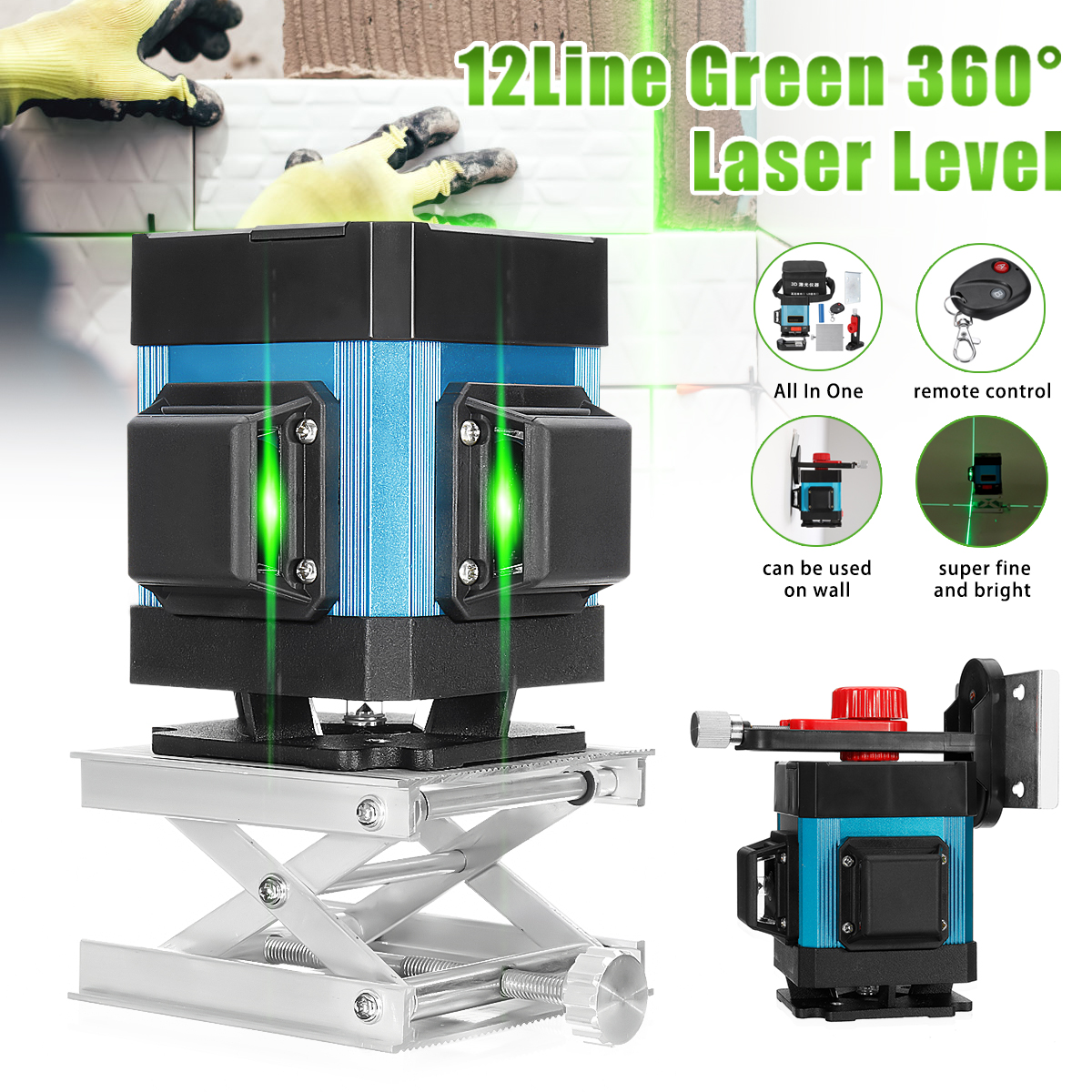 12Line-360deg-Green-Laser-Level-3D-Horizontal-VerticalRemote-ControlWall-Mounts-1430192-2