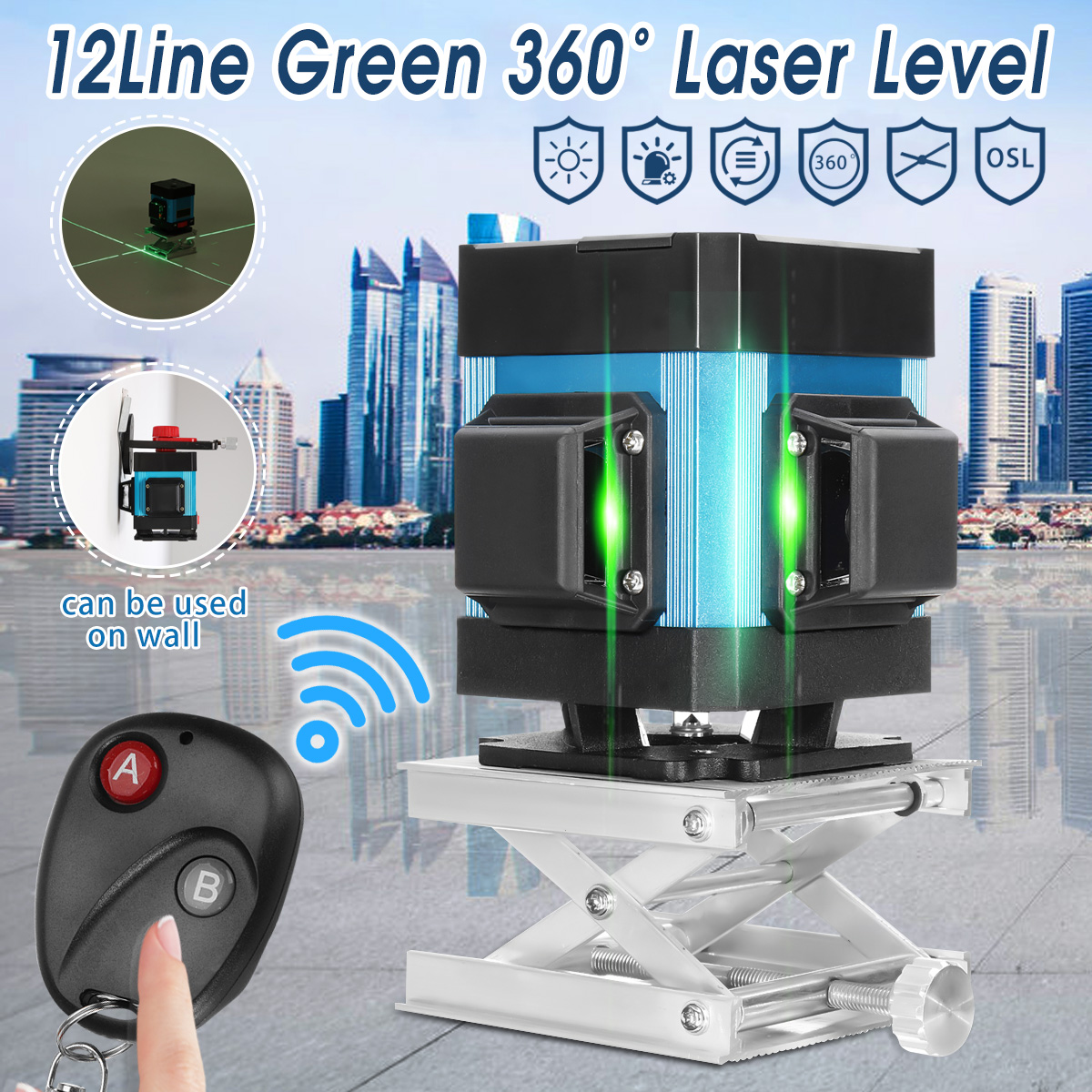 12Line-360deg-Green-Laser-Level-3D-Horizontal-VerticalRemote-ControlWall-Mounts-1430192-3