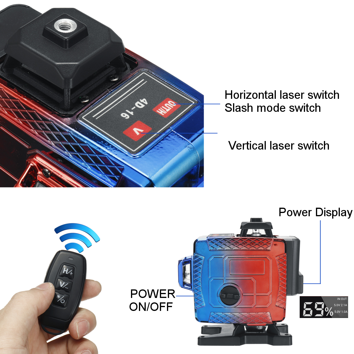 16-Line-4D-Colorful-Green-Light-Laser-Level-SingleDual-Battery-360deg-Horizontal-Vertical-Cross-Meas-1890362-11