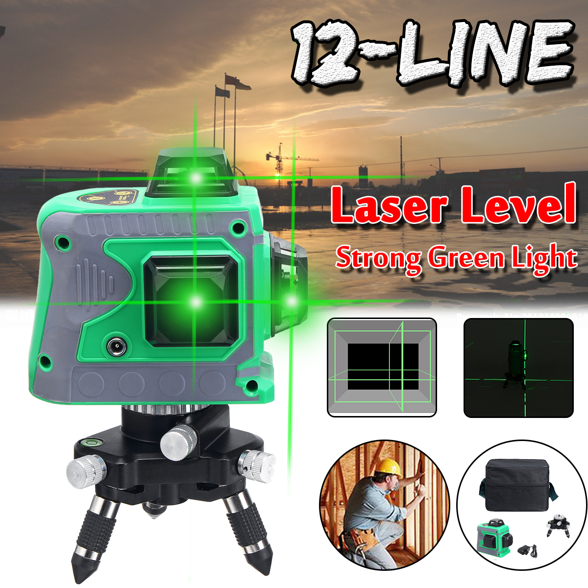 3D-12-Lines-Self-Leveling-Green-Laser-Beam-Level-Auto-360deg-Rotary-Cross-Measure-1468315-1