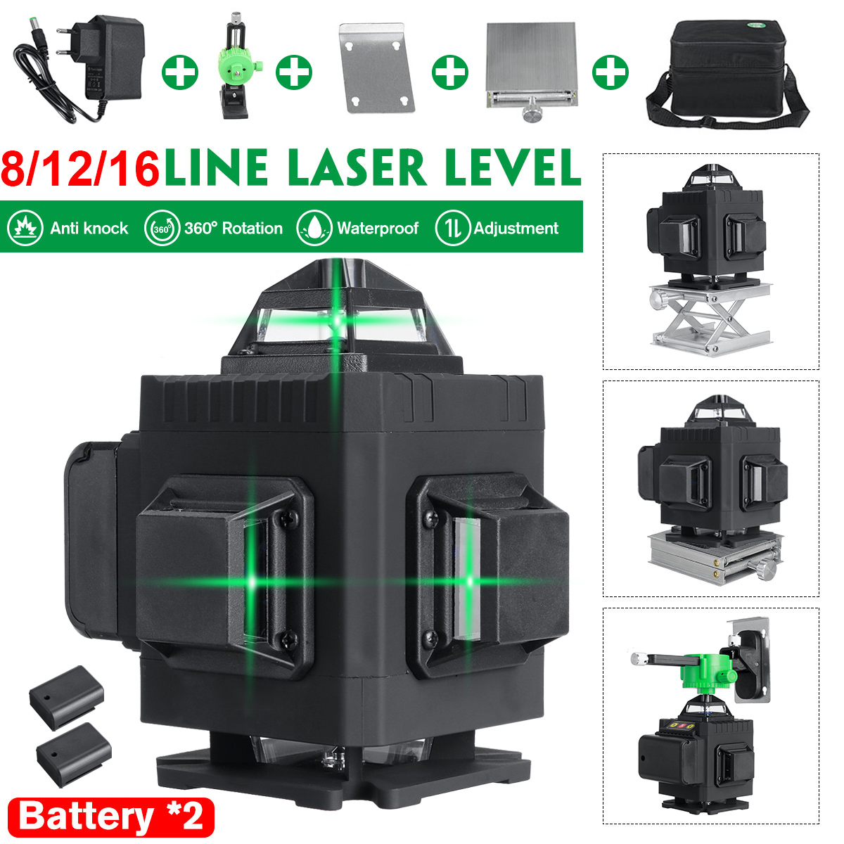 81216-Line-360deg-Rotary-Green-Laser-Level-Self-Leveling-Cross-Measure-Tool-Set-1886632-2