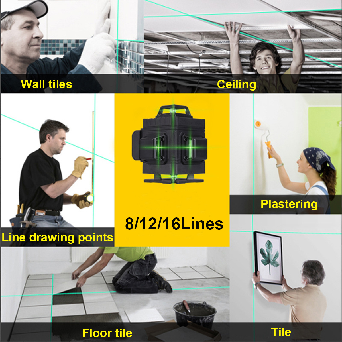 81216-Line-360deg-Rotary-Green-Laser-Level-Self-Leveling-Cross-Measure-Tool-Set-1886632-10