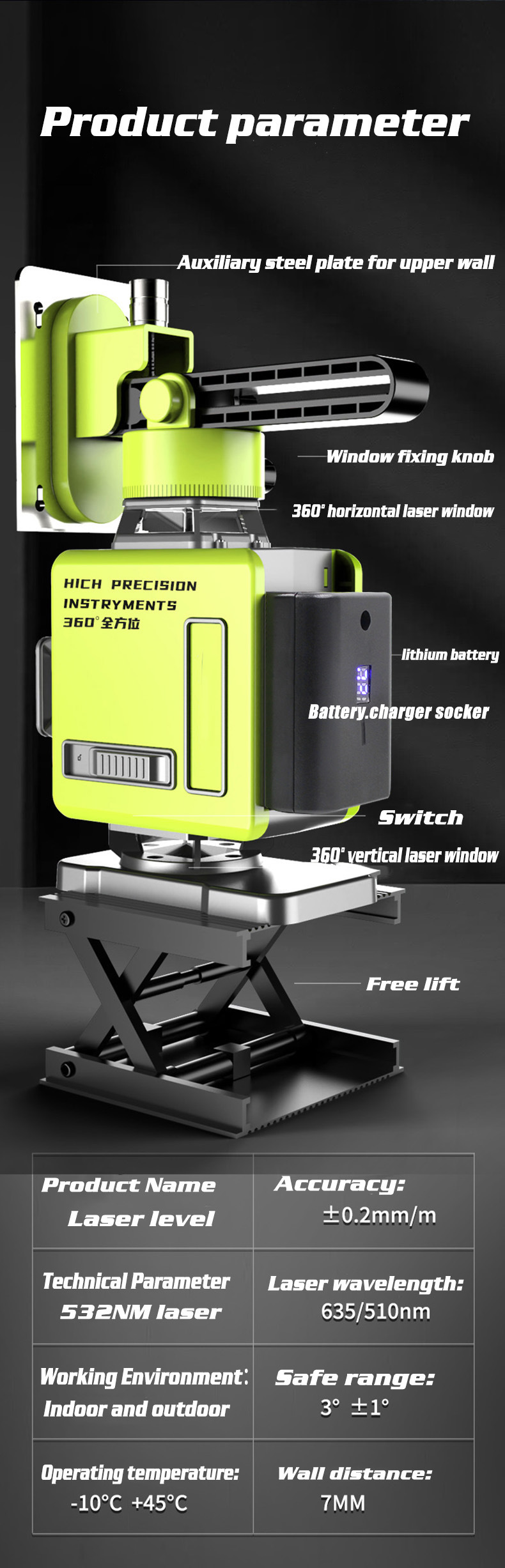 81216-Line-4D-Green-Light-Digital-Laser-levels-Self-Leveling-360deg-Rotary-Measuring-Tools-with-2-Ba-1939652-4