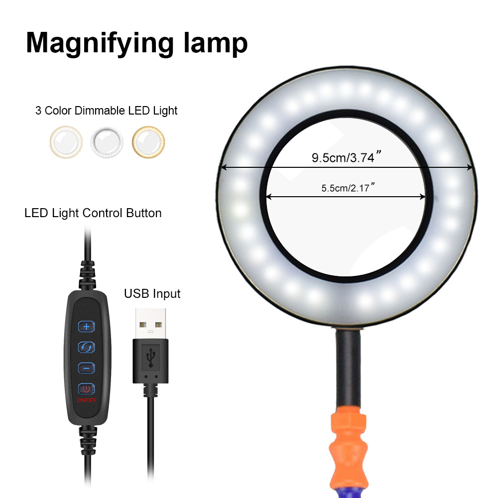 NEWACALOX-Desk-Clip-PCB-Soldering-Holder-3X-Magnifier-3-Colors-Illuminated-Lamp-Welding-Helping-Hand-1694158-2