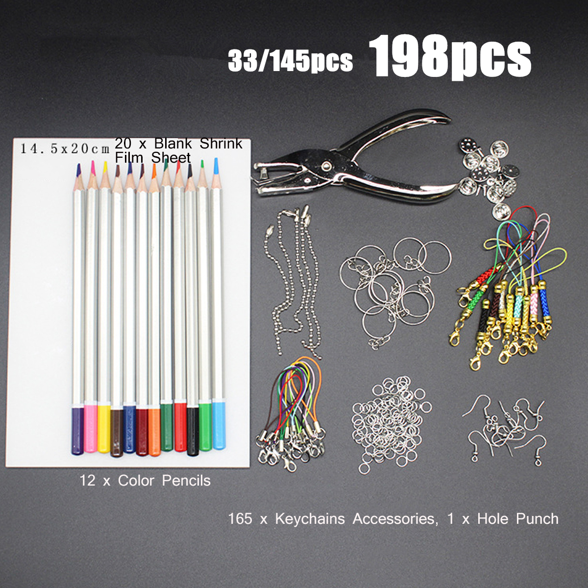 198Pcs145Pcs33Pcs-DIY-Heat-Shrink-Plastic-Sheet-Kit-Shrinky-Art-Paper-Hole-Punch-Keychains-Pencils-1750256-1