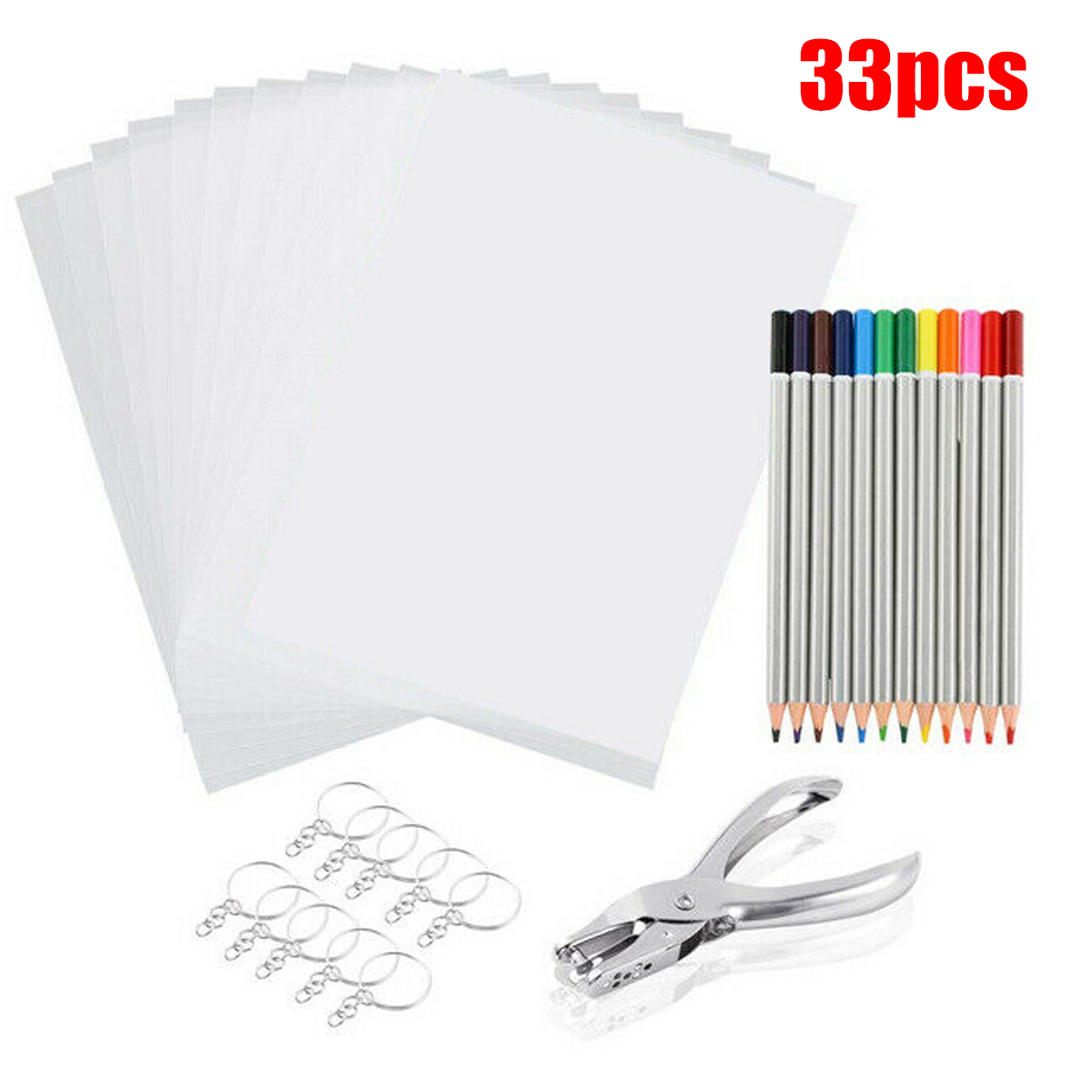 198Pcs145Pcs33Pcs-DIY-Heat-Shrink-Plastic-Sheet-Kit-Shrinky-Art-Paper-Hole-Punch-Keychains-Pencils-1750256-4