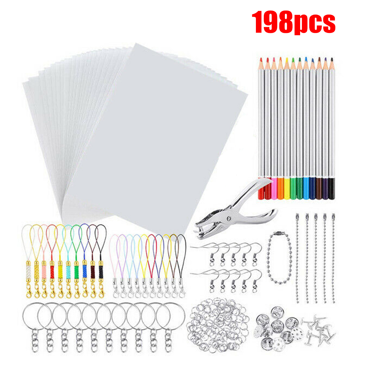 198Pcs145Pcs33Pcs-DIY-Heat-Shrink-Plastic-Sheet-Kit-Shrinky-Art-Paper-Hole-Punch-Keychains-Pencils-1750256-6
