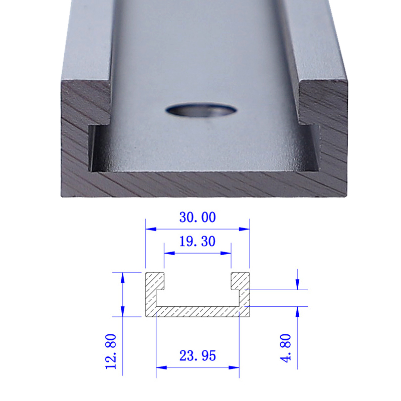 300mm-to-1220mm-Grey-T-Track-with-Predrilled-Mounting-Holes-30mm-x-128mm-Miter-Slot-for-Saw-Router-T-1810952-1
