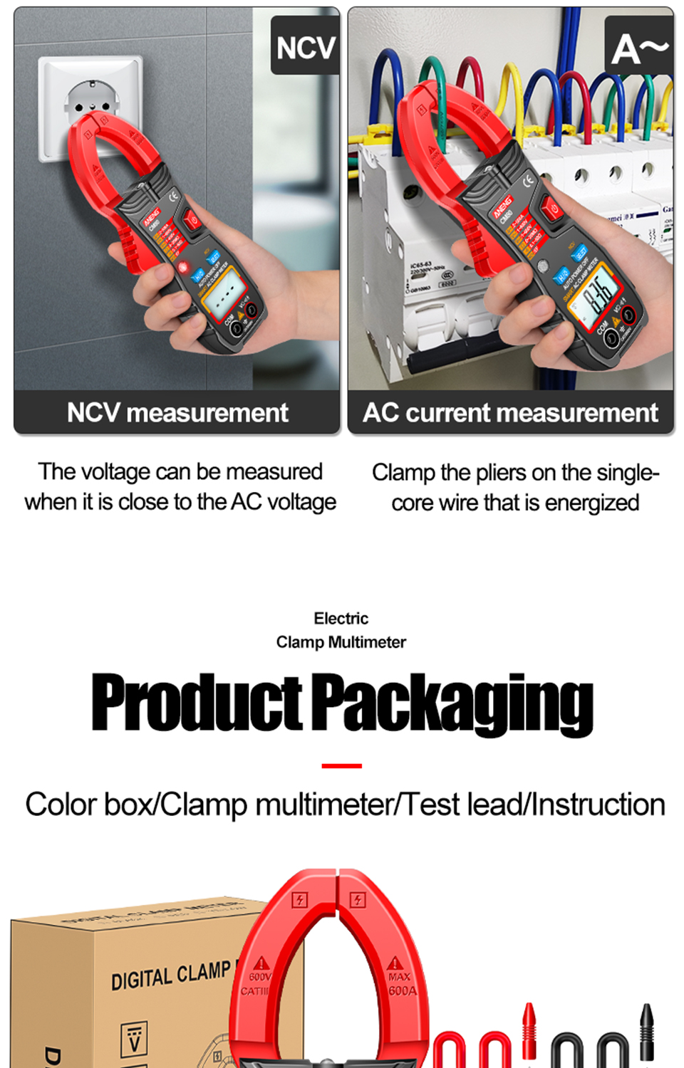 ANENG-CM80-4000-Counts-Smart-Digital-Clamp-Meter-DC-Current-Voltage-Resistance-Tester-Auto-Range-NCV-1947757-12