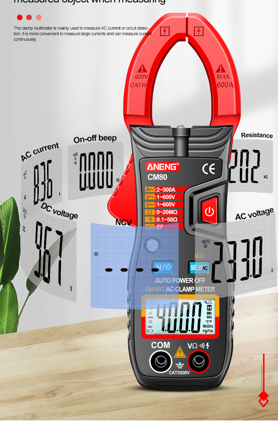 ANENG-CM80-4000-Counts-Smart-Digital-Clamp-Meter-DC-Current-Voltage-Resistance-Tester-Auto-Range-NCV-1947757-3