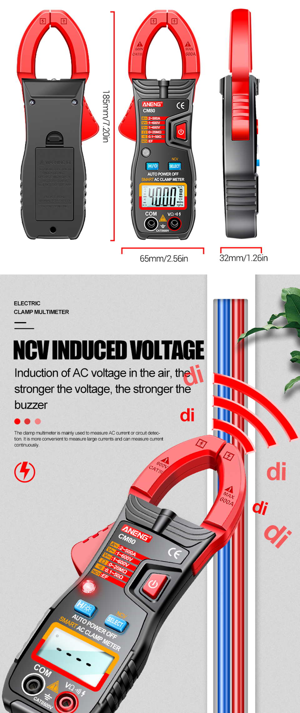 ANENG-CM80-4000-Counts-Smart-Digital-Clamp-Meter-DC-Current-Voltage-Resistance-Tester-Auto-Range-NCV-1947757-6