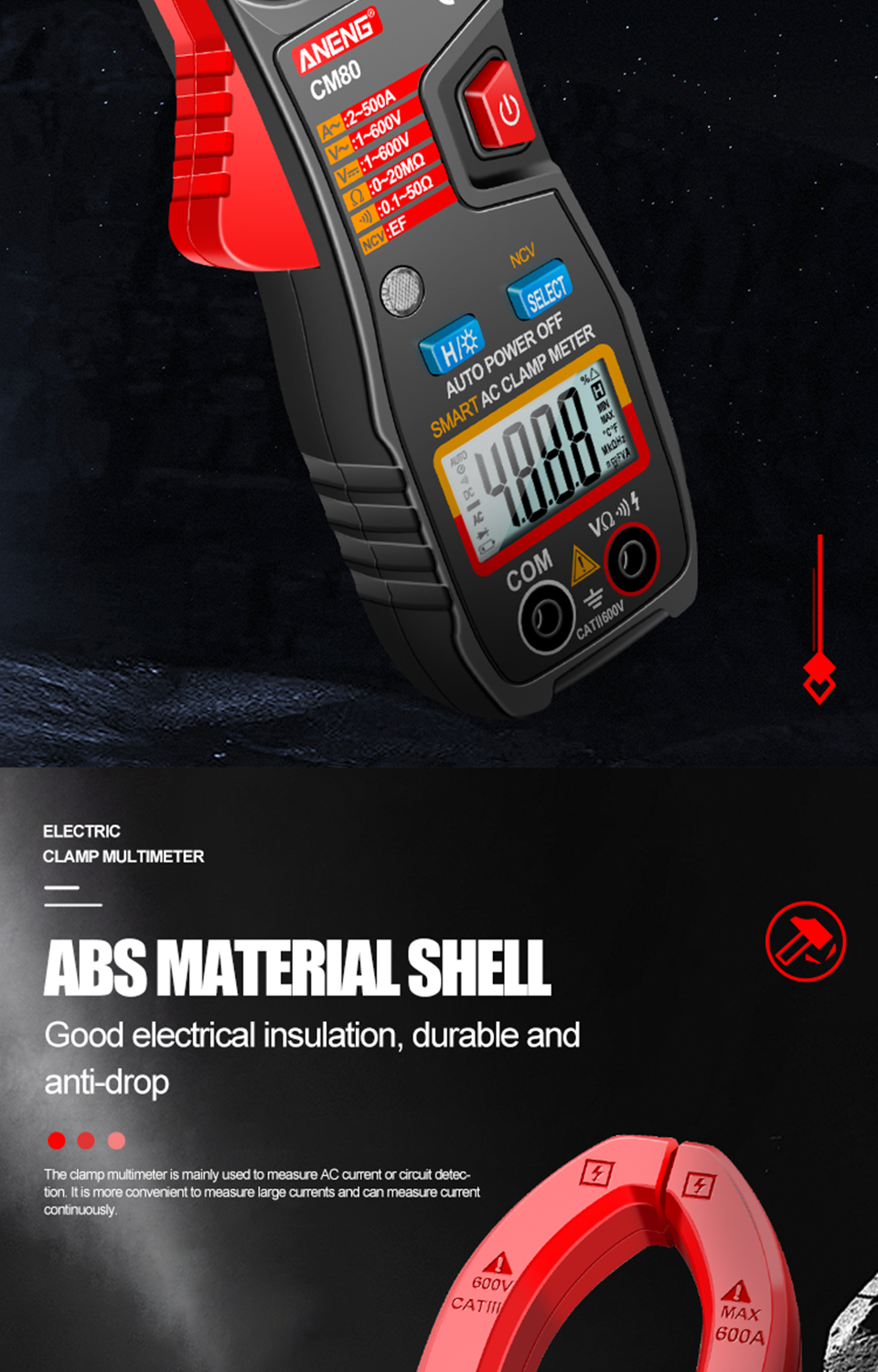ANENG-CM80-4000-Counts-Smart-Digital-Clamp-Meter-DC-Current-Voltage-Resistance-Tester-Auto-Range-NCV-1947757-9
