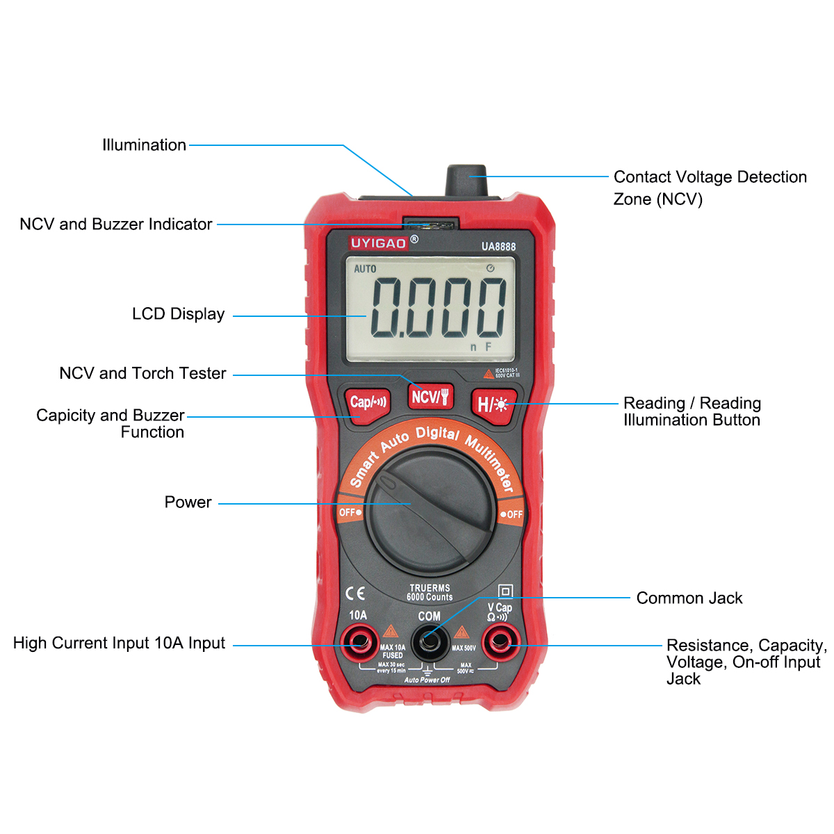 UNICAO-UA888-Digital-Auto-Meters-Multimeter-Handheld-Tester-ACDCResistancNCV-1468150-2