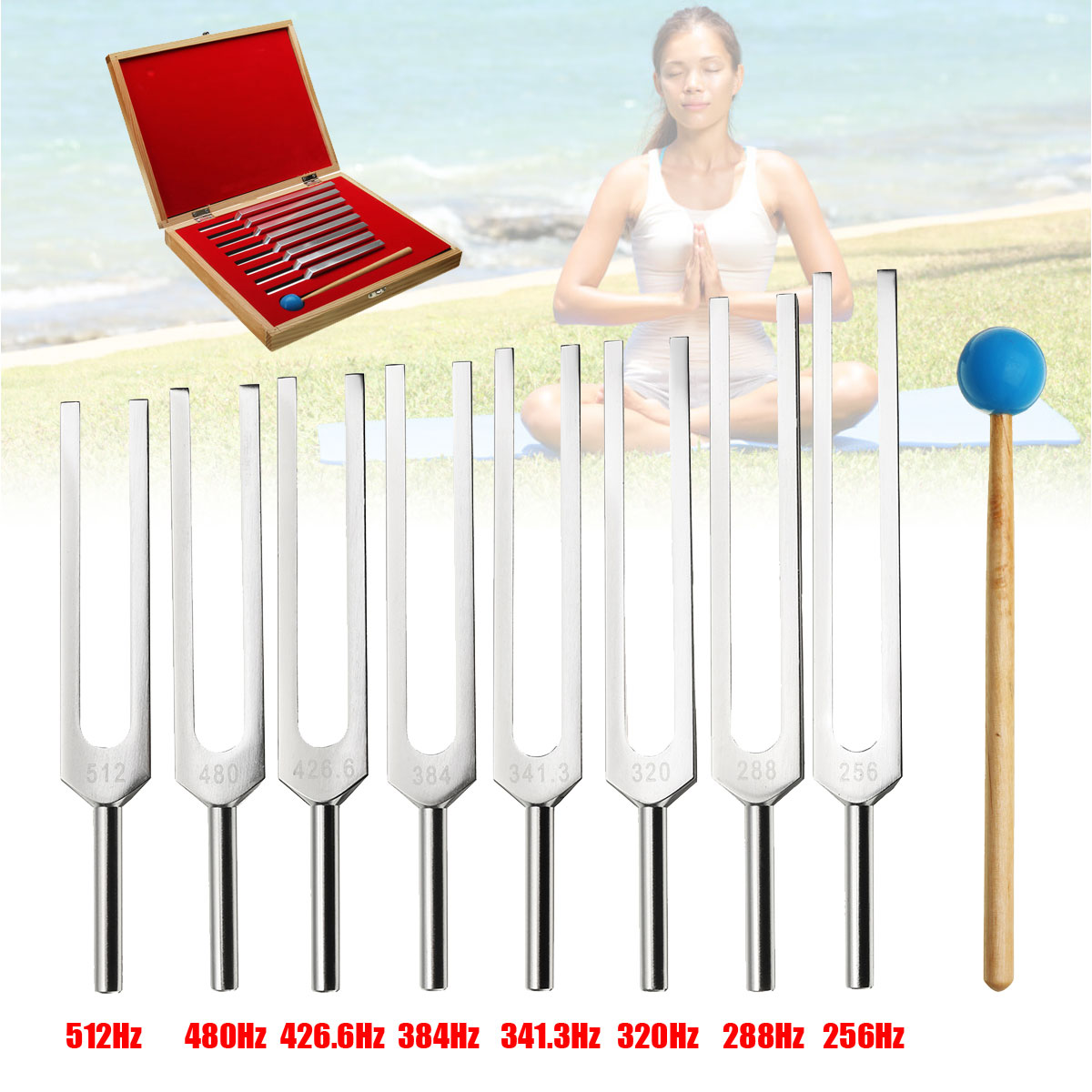 8Pcs-Aluminum-Medical-Tuning-Fork-For-Sound-Therapy-Mallet-Box-Music-Instrument-1349720-1