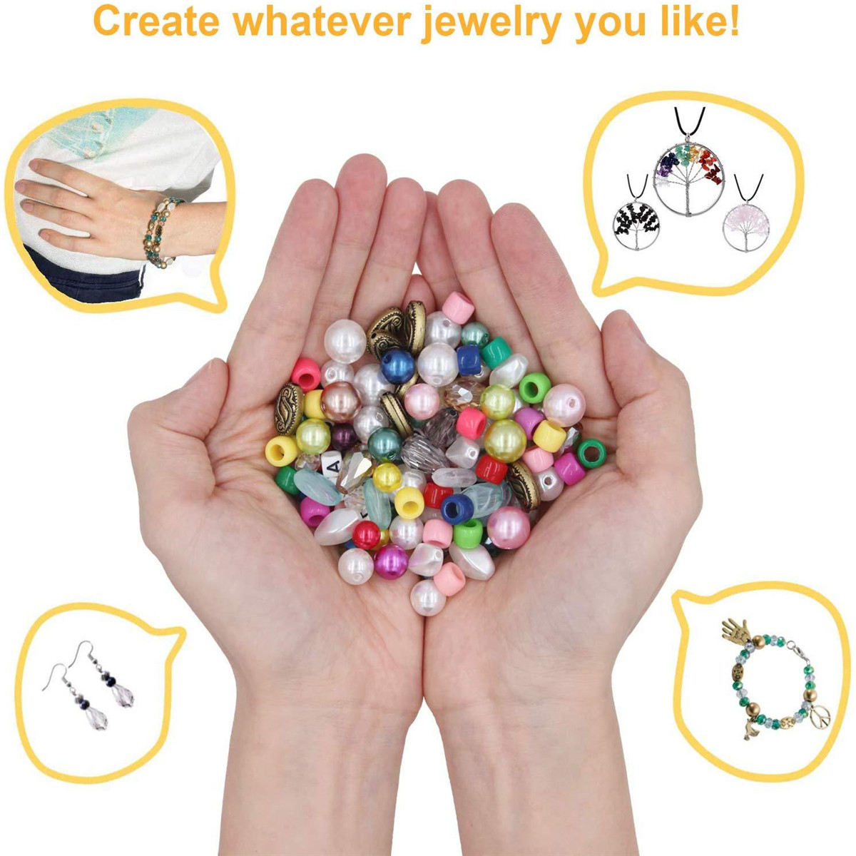 1171Pcs-Jewelry-Making-Tools-Beads-DIY-Bracelet-Earring-Accessories-w-3-Layers-Jewelry-Box-1697231-3