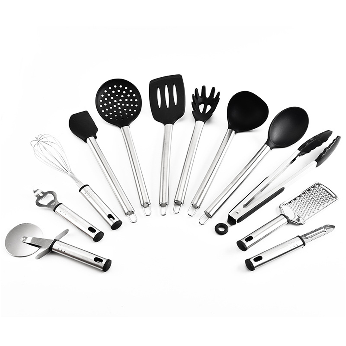 23pcs-Steel-Handle-Silicone-Non-Stick-Pan-Spoon-Utensils-Kitchenware-Cookware-1686237-3