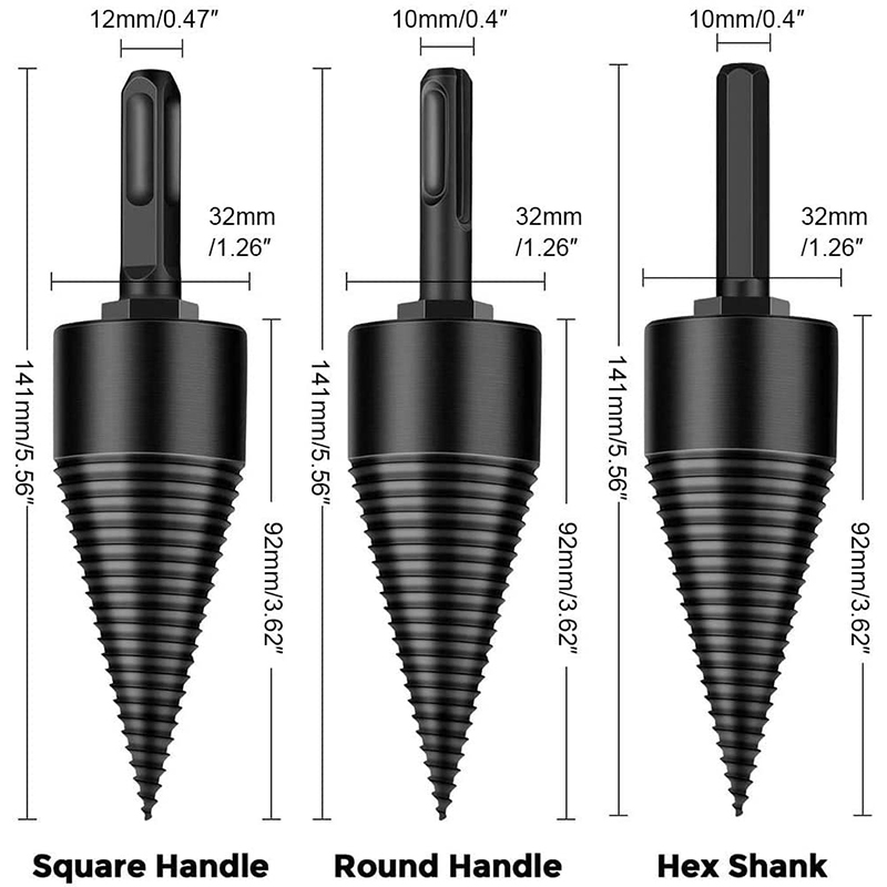 4Pcs-3242mm-RoundSquareHexagonal-Shank-Firewood-Drill-Bit-Splitter-Wood-Split-Cone-Drill-Bit-For-Tre-1808325-7