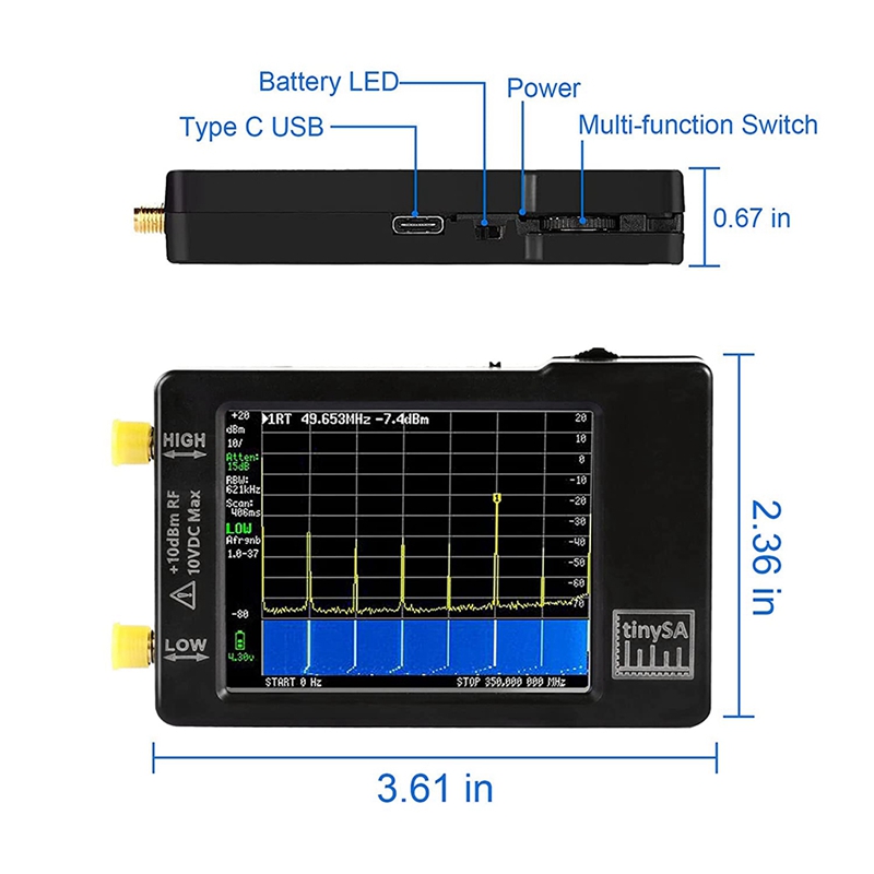 28Inch-Tinysa-Spectrum-Analyzer-MFHFVHF-UHF-Low-01MHz-350MHz-High-240MHz-960MHz-Signal-Generator-1950074-3