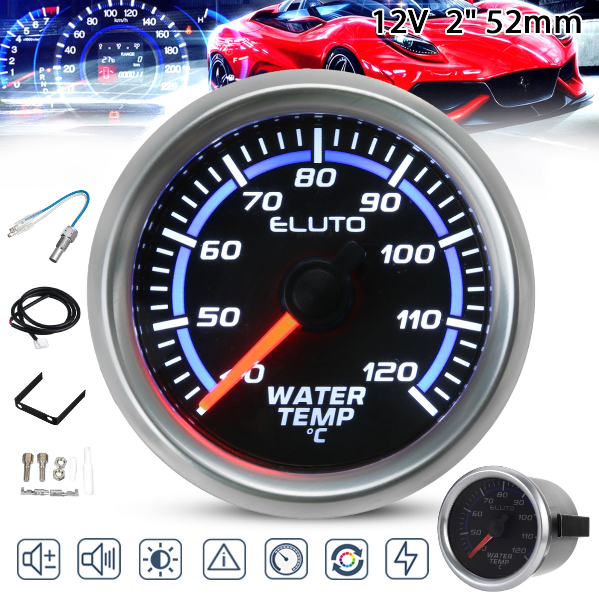 2quot-52mm-40-120degC-Water-Temperature-Gauge-Blue-LED-Black-Face-Car-Meter--Sensor-1743419-2