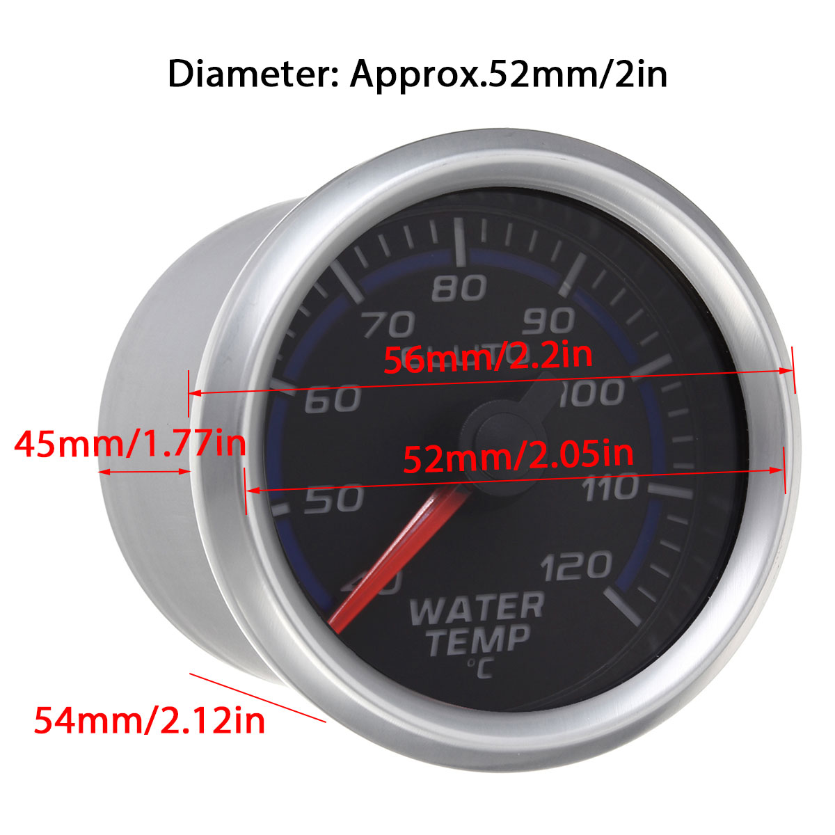 2quot-52mm-40-120degC-Water-Temperature-Gauge-Blue-LED-Black-Face-Car-Meter--Sensor-1743419-10