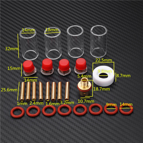 26pcs-TIG-Welding-Torch-Kit-Stubby-Gas-Lens-Glass-Nozzle-Cup-Set-For-WP-92025-Series-1259036-1