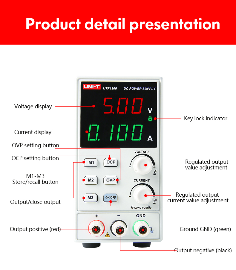 UNI-T-UTP1306S-32V-6A-DC-Power-Supply-Single-Channel-4Bits-220V-Input-Regulated-Switch-Adjustable-DC-1940967-4