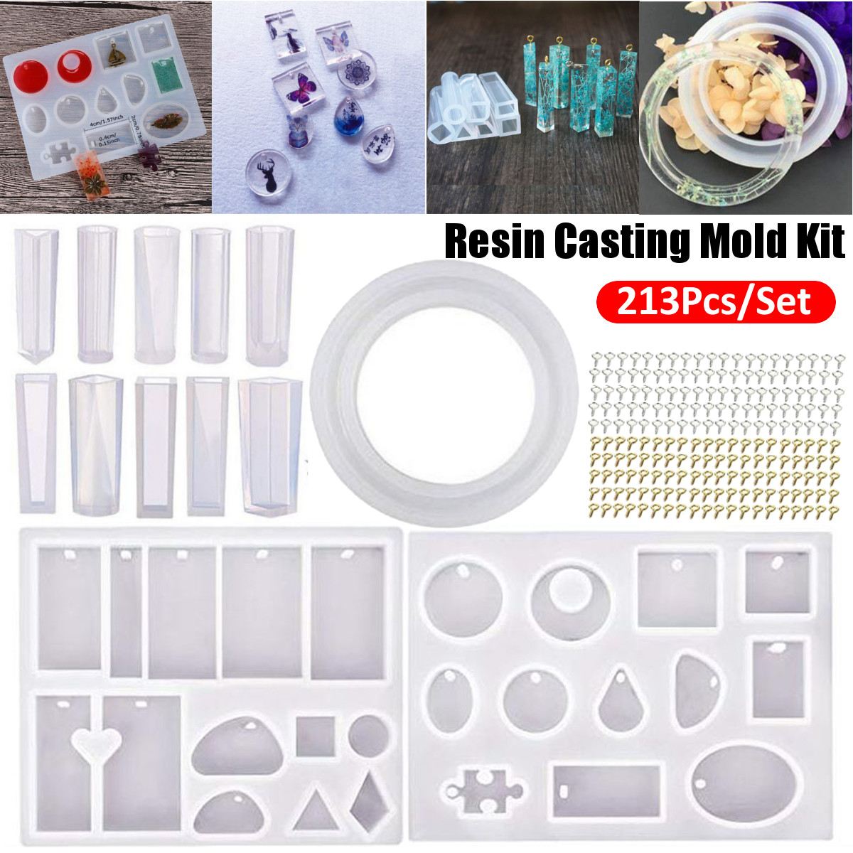 213Pcs-DIY-Epoxy-Resin-Casting-Molds-Kit-Silicone-Jewelry-Pendant-Craft-Making-Mould-1656483-2