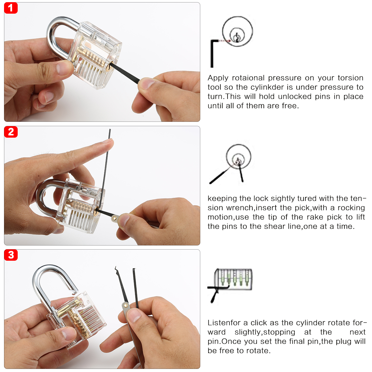15Pcs-Lock-Picks-Set-Key-Extractor-Tool-Unlocking-Practice-with-Transparent-Practice-Padlock-1337855-3
