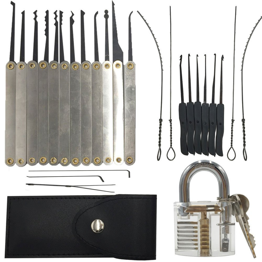 DANIU-12pcs-Unlocking-Lock-Pick-Set--10pcs-Key-Extractor-Set-1pc-Transparent-Practice-Padlock-1194136-1