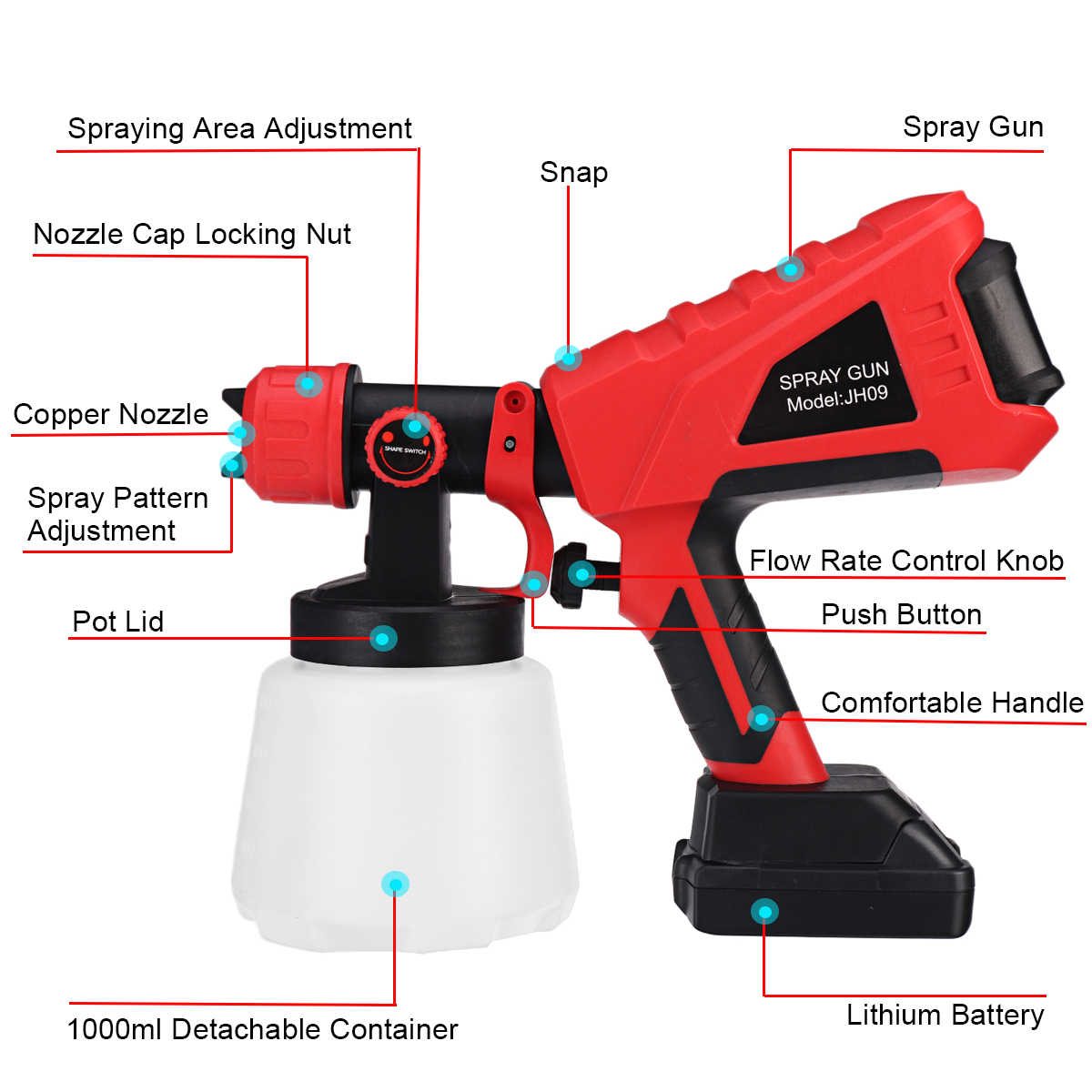 1000ML-88VF-Split-Woodworking-Spray-Paint-Guns-Tool-Cordless-Spray-Paint-Fit-Makita-1885584-8