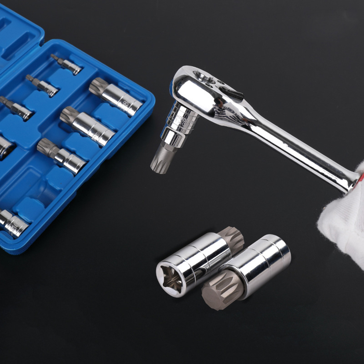 10Pcs-12-Point-Triple-Square-Spline-Socket-Tamper-Proof-4-18mm-Tools-Kit-1609552-9