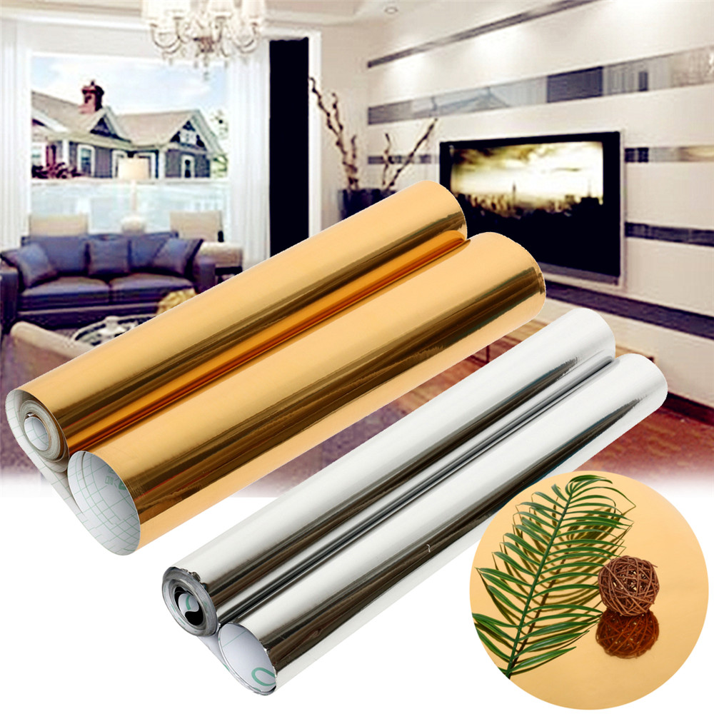 10mX60cm-Mirrored-Wall-Paper-Contact-Paper-PVC-Decor-Sticker-Self-Adhesive-Silver-Gold-1358811-10