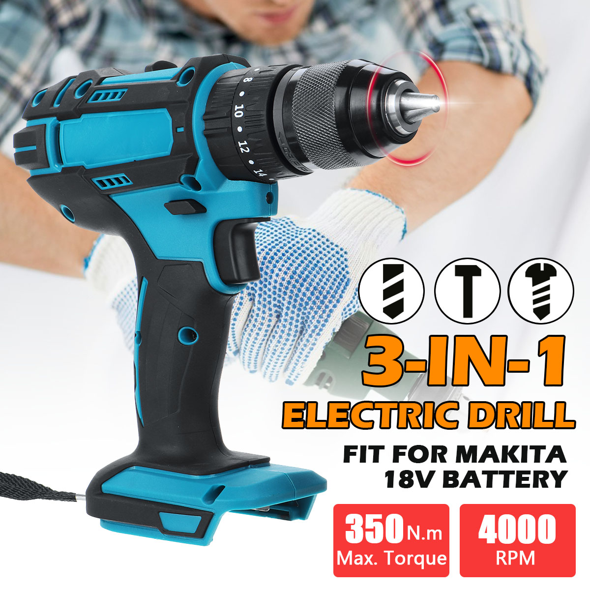 10mm-Chuck-Impact-Drill-350Nm-Cordless-Electric-Drill-For-Makita-18V-Battery-4000RPM-LED-Light-Power-1642853-2