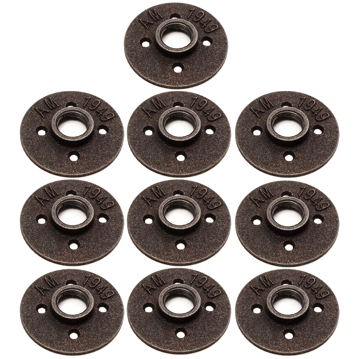 10pcs-34-Inch-Black-Malleable-Iron-Floor-Flange-Fitting-Pipe-NPT-Antique-Wall-Flange-Seat-1543530-1