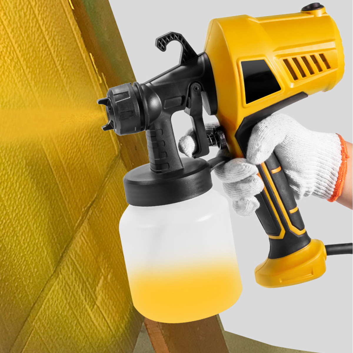 110V-500W-50Hz-Yellow-Plastic-Portable-High-Voltage-Electric-Paint-Spray-Gun-1943583-4