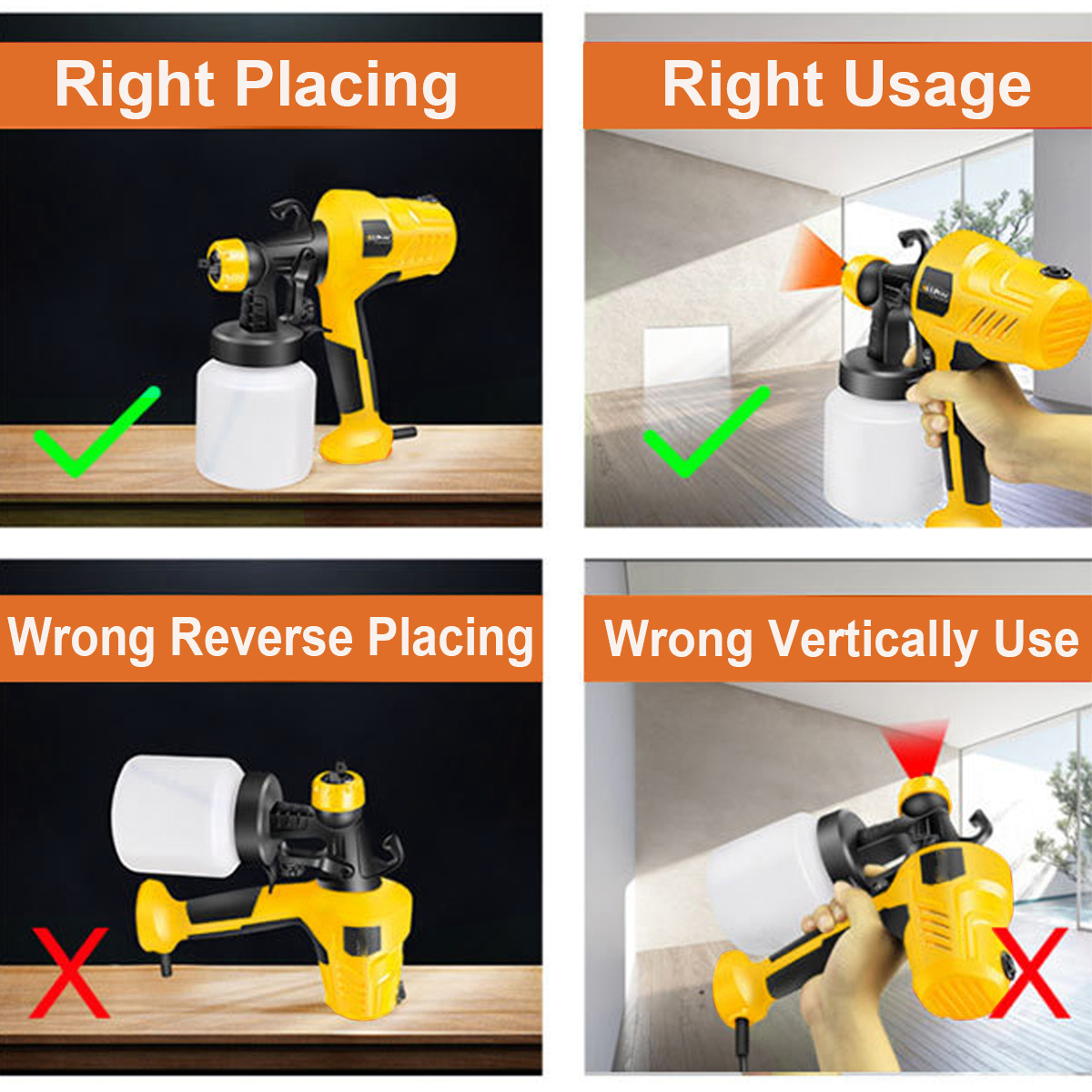 110V-500W-50Hz-Yellow-Plastic-Portable-High-Voltage-Electric-Paint-Spray-Gun-1943583-7