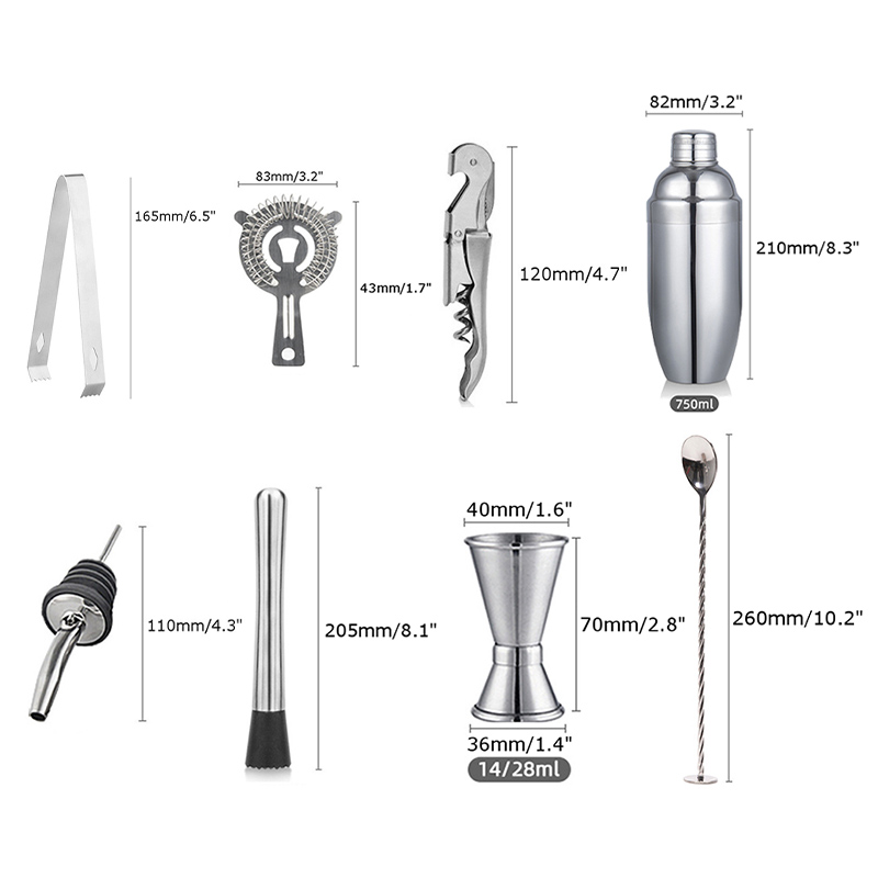 12-Pcs-Bar-Tool-Kits-750ml-Cocktail-Shaker-Stainless-Steel-Bartender-Winee-Mixer-Hand-Tools-1783579-10