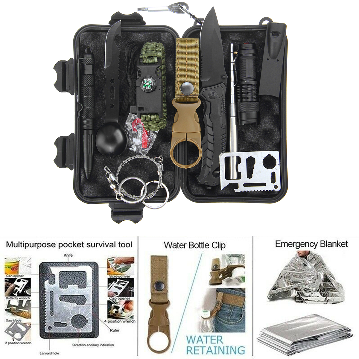 12-in-1-Emergency-Survival-Kit-Outdoor-Hiking-Camping-Tactical-Gear-Multi-Tools-Kit-1697580-7