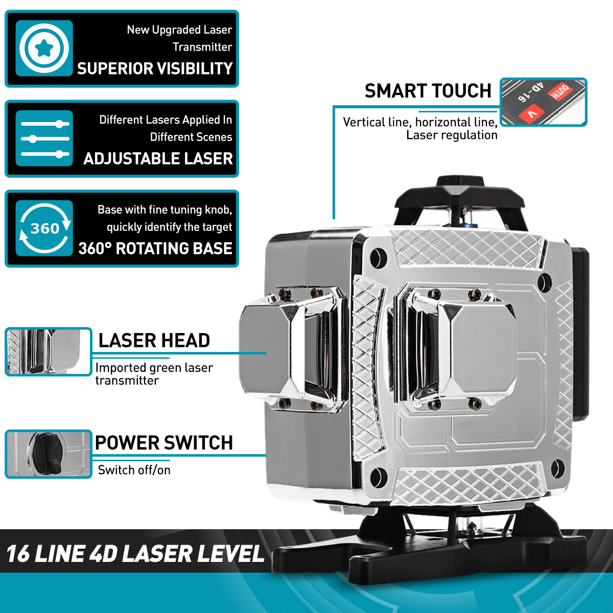 1216-Lines-4D-Green-Light-Laser-Level-Auto-Self-Leveling-Cross-360deg-Rotary-Measuring-1886261-2