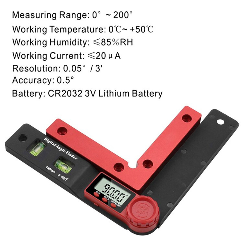 180mm-0-200deg-Multifunction-LCD-Display-Digital-Angle-Finder-Level-Tool-Angle-Ruler-Inclinometer-El-1690010-2