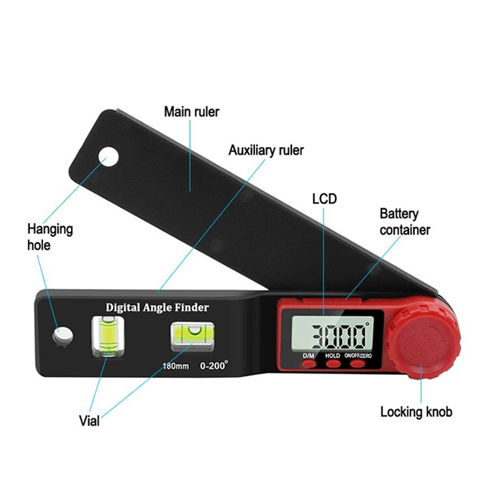 180mm-0-200deg-Multifunction-LCD-Display-Digital-Angle-Finder-Level-Tool-Angle-Ruler-Inclinometer-El-1690010-3