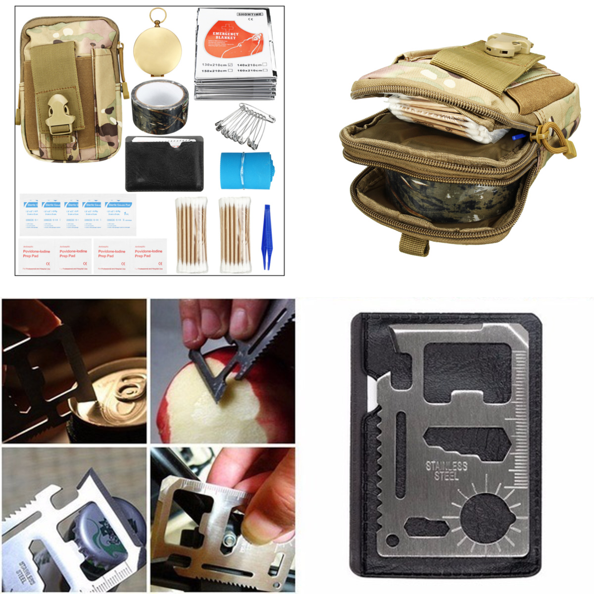 185 Pieces Survival Tool Kit Emergency Survival Tool Kit Multi-Tool First Aid Supplies Survival Gear EDC-Ga-1427132-1