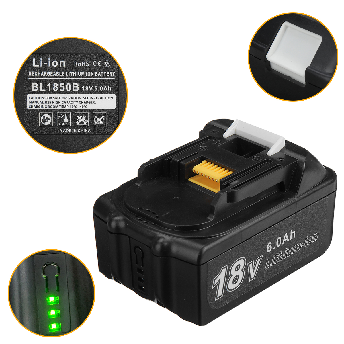 1PC-18V-6000mah-Black-With-light-Plastic-Pure-Electric-Battery-1940135-12