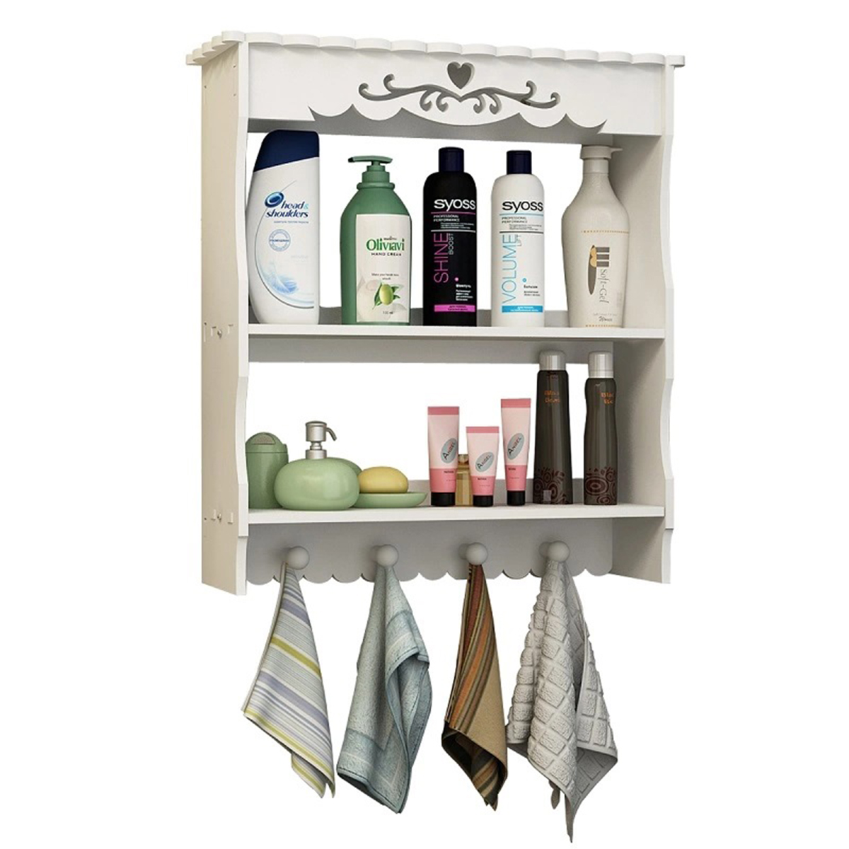 2-Tiers-Wall-mounted-Bathroom-Shelf-Towel-Hooks-Organizer-Home-Storage-Rack-1612770-3