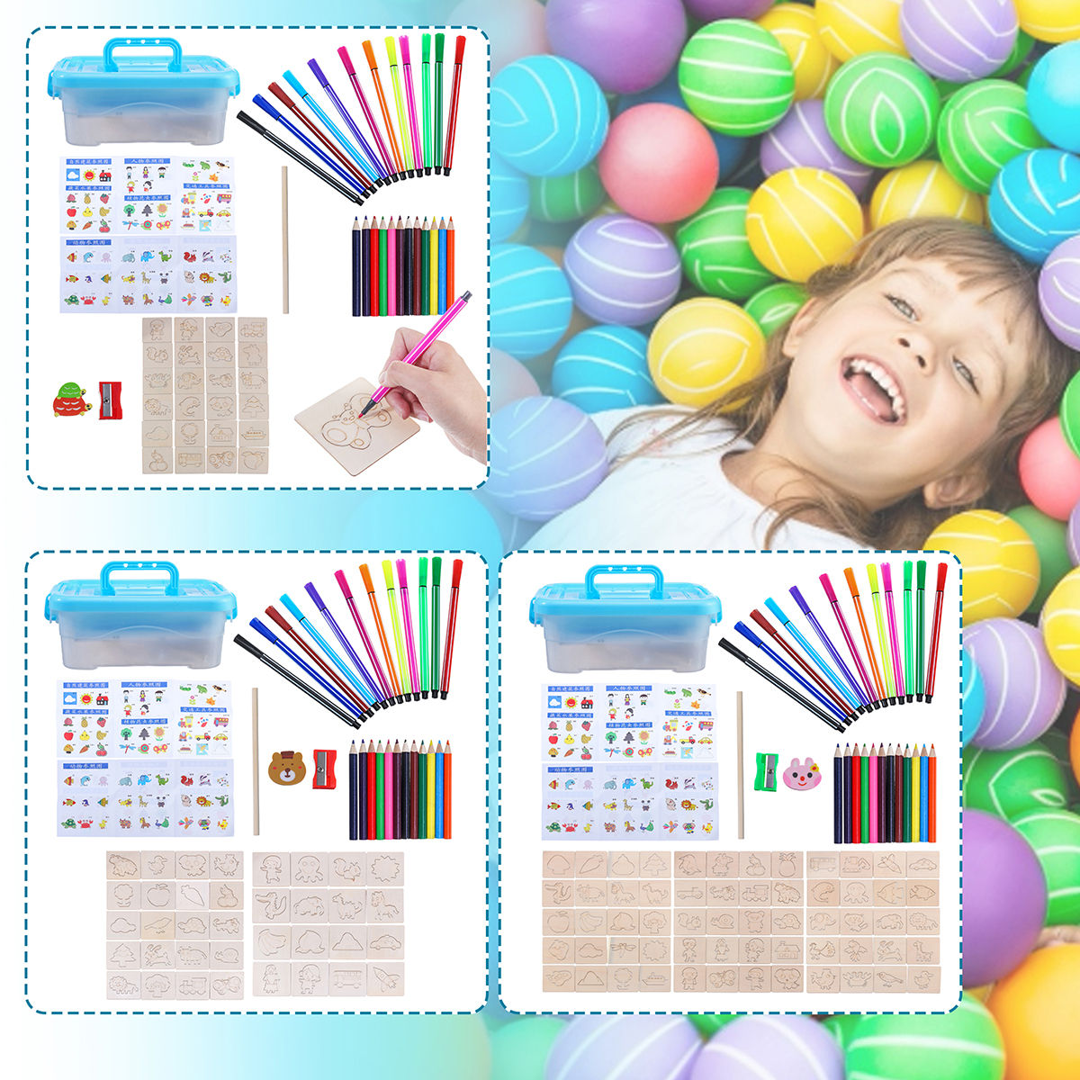 243660x-Color-Painting-Tools-Kit-Painting-Template-Graffiti-Kid-Handmade-Wooden-Toy-1658630-2